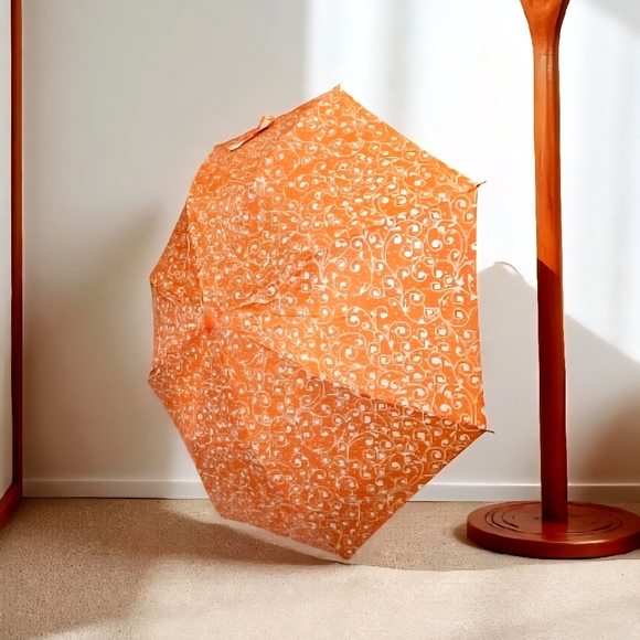 Vintage Christian Dior 70s 80s Orange Decorative Umbrella - Picture 1 of 15